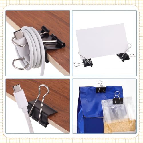 Jetec 100 Pcs Black 1 Inch Binder Clip Paper Clamp Metal Paper Clip - Image 4
