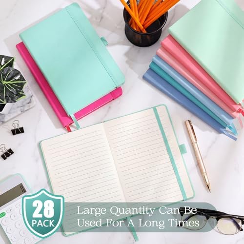 Laumoi 28 Pack A5 PU Leather Lined Notebook Journal, Rococo Color,Simple - Image 4