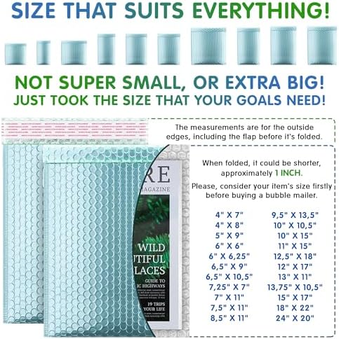 Metallic Bubble Mailers 6.5 x 9 Inch Aqua Ice, Self Seal Closure, 3/16 Inch Cushioning, Padded Shipping Envelopes Pack of 250 - Image 4