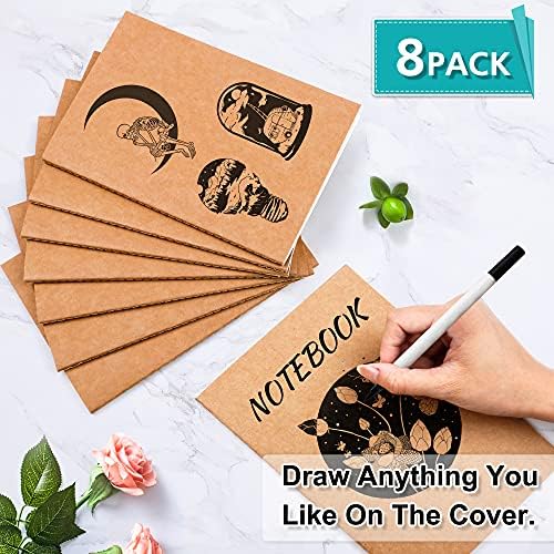 feela 8 Pack A5 Kraft Notebooks, 60 Lined Blank Pages Travel Journal Bulk, Soft Cover Notebooks for Women Girls Students, Making Plans Writing Memos Office School Supplies, 8.3 X 5.5 in - Image 3