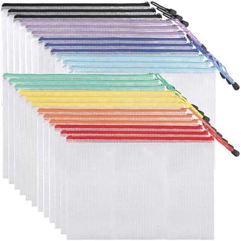 EOOUT 24pcs Mesh Zipper Pouch Bags, for Organizing Storage, Waterproof Zipper Pouches, Letter Size, File Bags for Toys, Puzzle, Board Games by EOOUT