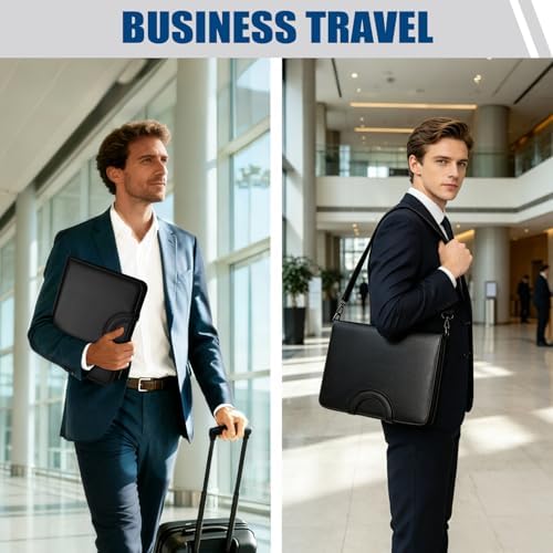 Padfolio, Portfolio Binder 3-Ring, Vegan Leather Portfolio for Students with Notepad Includes 5 Sheet Protectors for Documents Files, 1 Pen and 1 Detachable Shoulder Strap - Image 5
