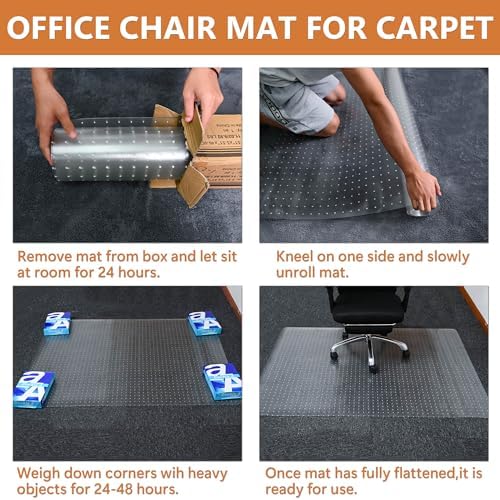 Office Chair Mat, 30" x 48" Clear Carpet Chair Mats for Low Pile Carpeted Floors Home Office, Studded Floor Mat for Office Chair on Carpet - Image 6