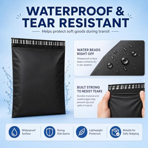 Fuxury Large Poly Mailers 14.5x19" 100Pcs,Shipping Bags for Clothing,Black - Image 4