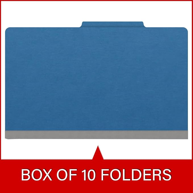 25 Pt. Pressboard Classification Folders, 2/5 Cut ROC Top Tab, Legal Size, 1 Divider, Royal Blue (Box of 10) - Image 6