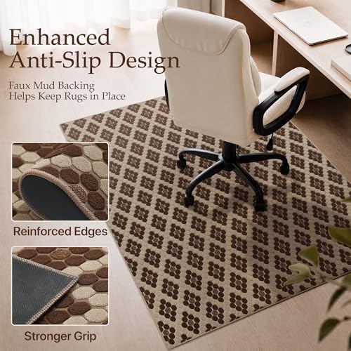 48"x60" Office Chair Mat for Hardwood Floor, Non-Slip Washable Brown Coffee - Image 5
