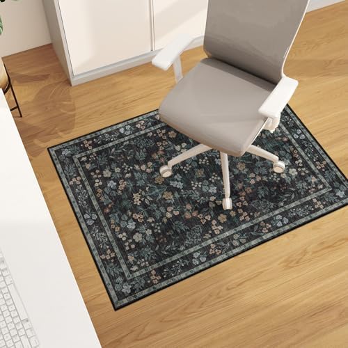 chakme Office Chair Mat for Hardwood Floor, 48"x36" Easy Glide Computer Desk Mat Protector for Rolling Chair Under Desk Rug Nonslip Backing, Machine Wash, (Floral) by CHAKME
