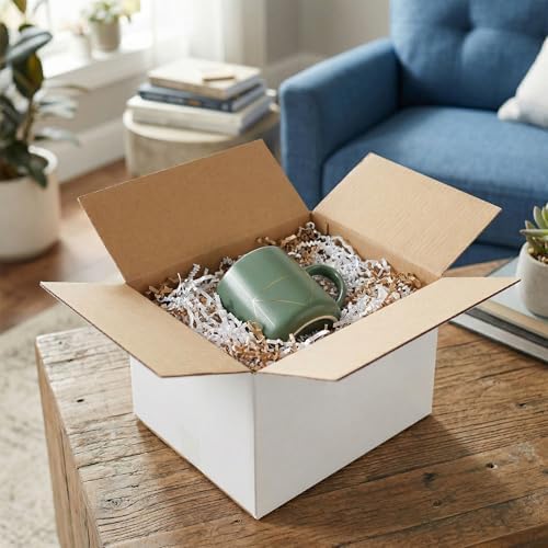 HORLIMER 8x6x6 Shipping Boxes Set of 40, White Corrugated Cardboard Mailer Box for Packing Small Business - Image 4
