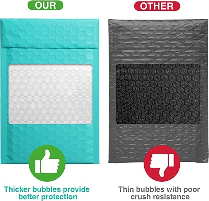 Metronic 500PC Small Bubble Mailer 4x8 Inch Teal Padded Envelopes - Image 4