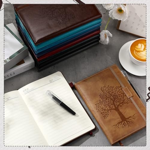 Estune 10 Pack Lined Journal Notebook A5 Tree of Life Hardcover Leather Journal with 10 Pen, College Ruled Notebook for Travel, Business, Work, Office, School Note Taking Diary(Retro Dark Color) - Image 4