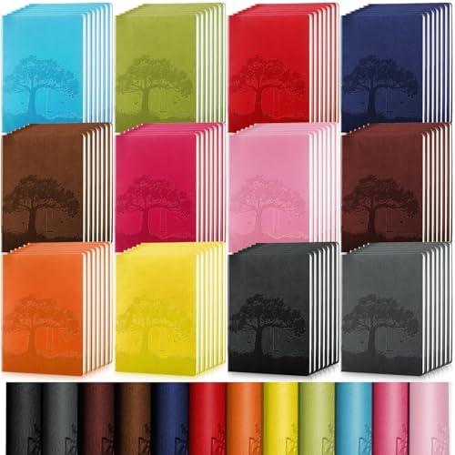 TaoBary A5 PU Leather Journals Bulk Colorful Tree Journal Notebook Soft Leather Cover Lined Ruled Writing Notebook for Back to School Office Group Team Volunteer(Bright Colors,84 Pcs) by TaoBary