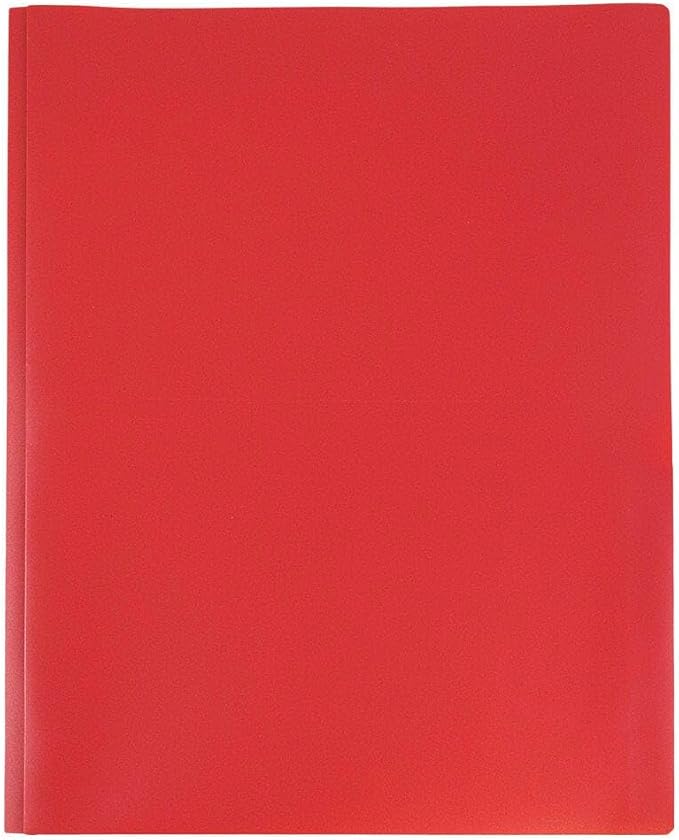 JAM PAPER Plastic 2 Pocket POP Folders - Durable School Folders with Metal Prongs Fastener Clasps - Red - 12/Pack - Image 4