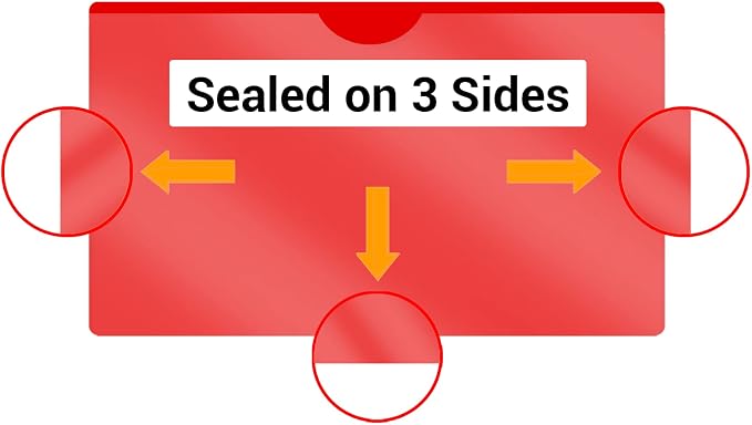 Doctor Stuff- 100 Pack, Vinyl Plastic Pocket File Folders Closed Sides, Legal Size, Clear Front Top Loading Job Jacket, Documents Holder for Office, High School and Medical Files, Red - Image 3