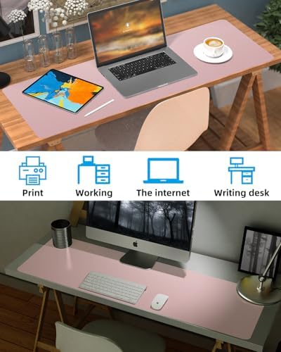 Non-Slip Desk mat,PU Leather Desk Pad Protector, Office Desk Mat, Large Mouse Pad,Desk Blotter, Laptop Desk Pad, Waterproof Desk Writing Pad for Office and Home (Rose Pink, 40" x 17") - Image 6