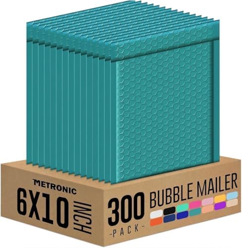 METRONIC Bubble Mailers 6x10" Padded Envelopes Forest Green 300 Pack Sealed by METRONIC