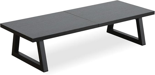 TEAMIX 24 inch Monitor Riser for Desk, Wood & Steel Computer/TV Stand Black | Laptop, PC, Printer Stand Riser, Holds 150lbs, Desktop Organizer, Keyboard Storage, for Office, Home, Gaming, Craft Space by TEAMIX