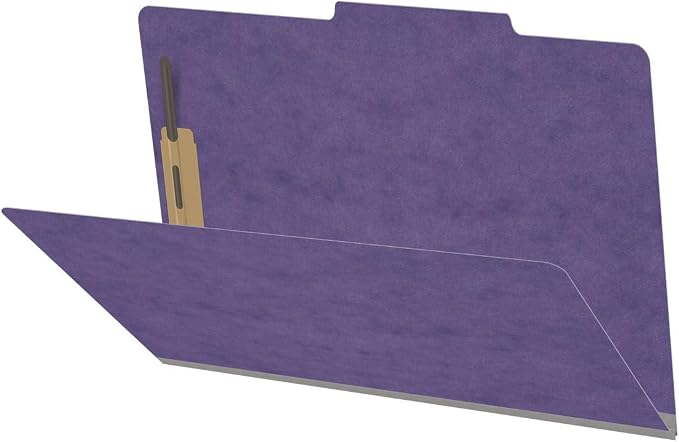 25 Pt. Pressboard Classification Folders, 2/5 Cut ROC Top Tab, Legal Size, No Dividers, Purple (Box of 25) by Ecom+Folders