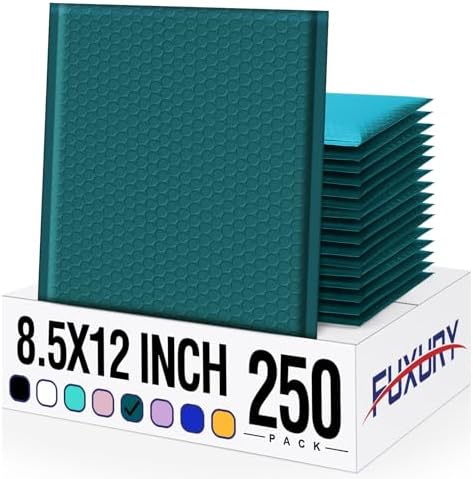 Fuxury Bubble Mailer Bulk 8.5 x 12" 250Pack Forest Green Padded Envelopes by Fuxury