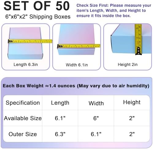 6x6x2 in Small Shipping Boxes for Packaging Small Business, 50 Pack Mailing Boxes Corrugated Cardboard Mailer Box for Wrapping Bulk Present - Image 2