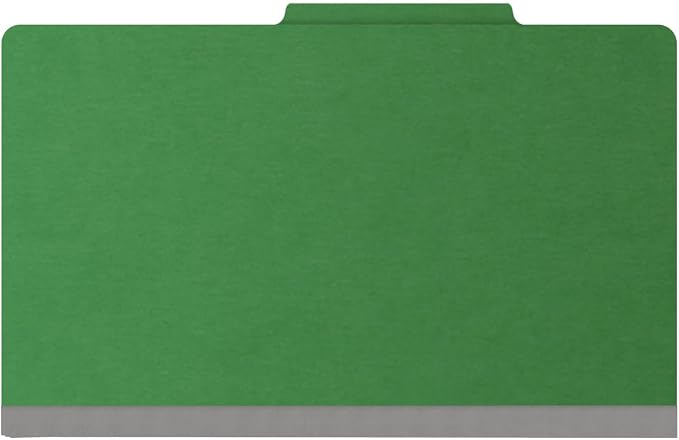25 Pt. Pressboard Classification Folders, 2/5 Cut ROC Top Tab, Legal Size, 1 Divider, Moss Green (Box of 10) - Image 3