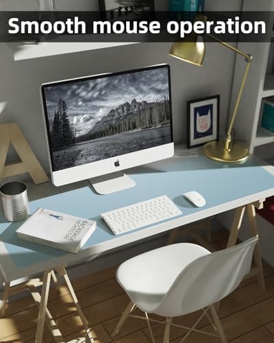 Leather Desk Pad Protector, Large Mat, Mouse Pad & Keyboard Cover - Non-Slip PU Leather Blotter - Office & Home (Light Blue, 48" x 17") - Image 4