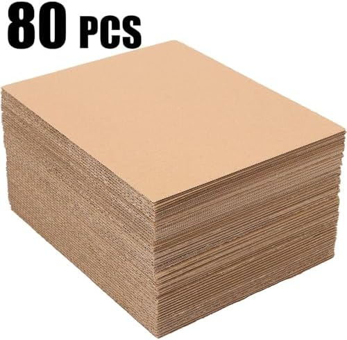 HOZEON 80 Pack Corrugated Cardboard Sheets 8.5 x 11 x 1/8 Inches, Premium and Thickened Cardboard Sheets, Brown Corrugated Cardboard Sheets for Packing, Mailing, DIY Crafts - Image 2