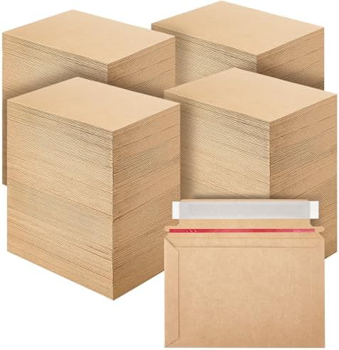 Affrolling 400 Pcs 6.5 x 4.5 Inch Rigid Photo Mailers Cardboard, Brown by Affrolling