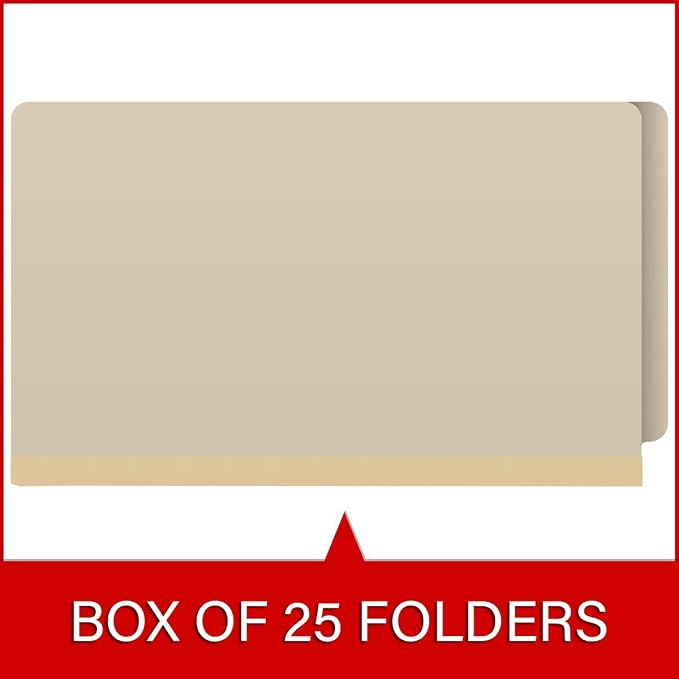 Ecom Folders End Tab File Folders | Legal Size 18 Pt Manila Stock with 2" Expansion | Fasteners Position 1 & 3 for Medical Charts, Legal Documents, Administrative Records & Shelf Filing | Box of 25 - Image 6