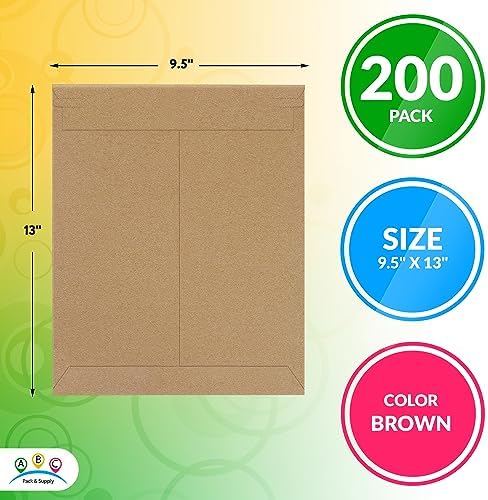 ABC PACK & SUPPLY Rigid Mailers 9.5 x 13 Inch, Brown Cardboard Envelopes, Self Seal Tear Strip, 550 GSM Paperboard, Stay Flat Design, Pack of 200 - Image 2