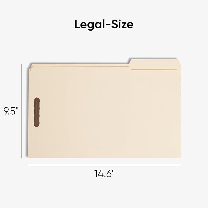 Smead Fastener File Folder, 2 Fasteners, Reinforced 1/3- Cut Tab, Legal Size, Manila, 50 Per Box - Image 3