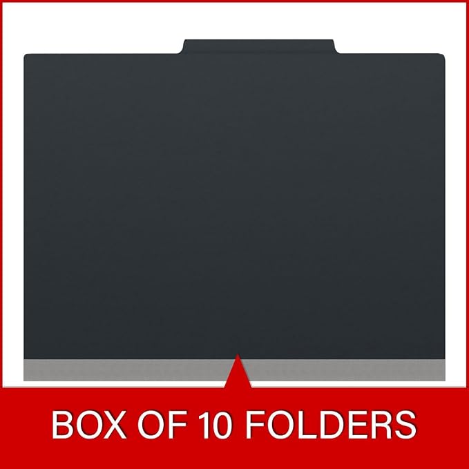 25 Pt. Pressboard Classification Folders, 2/5 Cut ROC Top Tab, Letter Size, 1 Pocket Divider, Black (Box of 10) - Image 6