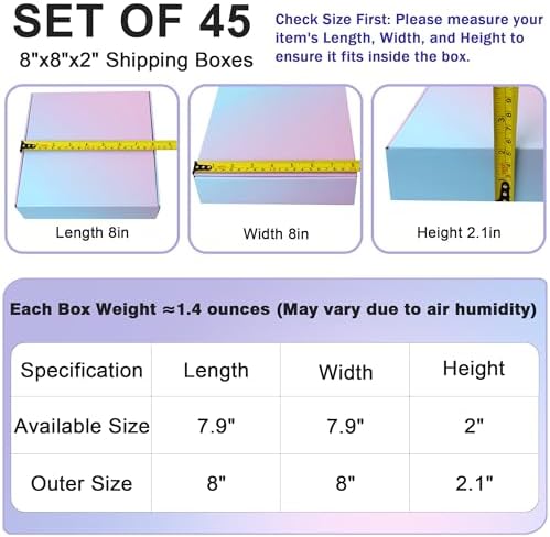 45 Pack 8x8x2 Purple Small Shipping Boxes for Small Business - Image 2