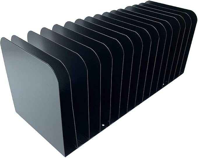 Huron Message Rack 15 Slot, Black Heavy Duty Commercial Grade Steel - Sorter Mail Organizer Countertop Folder Stand Racks for Home Office School Desk by Huron