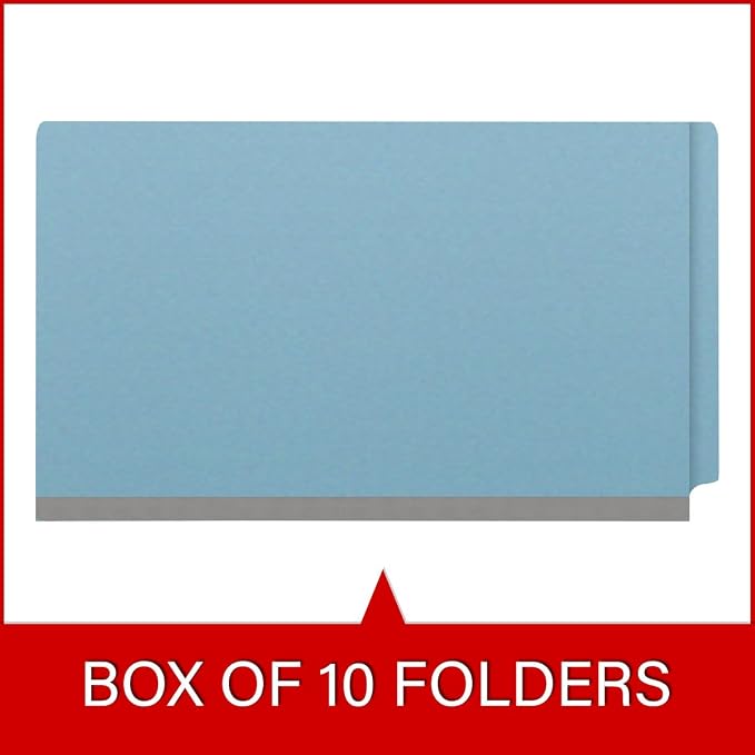 Ecom Folders End Tab Pressboard Classification Folders | Legal Size 25 Pt Stock with 2 Dividers and 2" Tyvek Expansion | Medical, Legal & Office Records Organizer | Light Blue, Box of 10 - Image 6