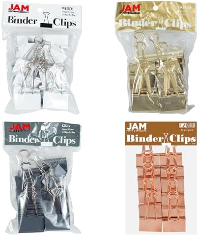 JAM PAPER Colorful Binder Clips Assortment - Large - 1 1/2 Inch (41 mm) - Assorted Business Colors - 48 Binderclips/Pack by JAMPaper