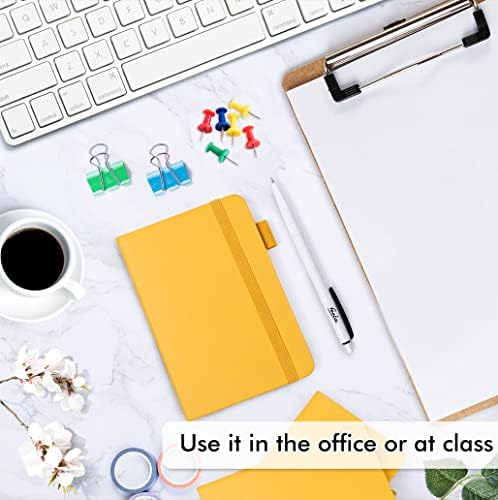 feela 15 Pack Pocket Small Notebooks Bulk, Mini Cute Notepads Hardcover College Ruled Lined Journals with Pen Holder for School Business Memos, with 15 Black Pens, 3.5”x 5.5”, A6, Yellow - Image 4