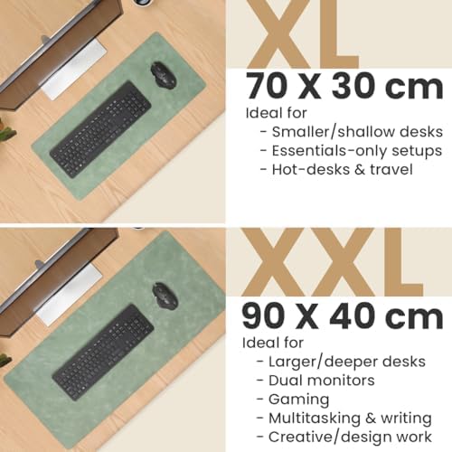 Full Grain Leather Desk Pad, Mint Green, L (27.6 x 11.8 inch) - Image 4