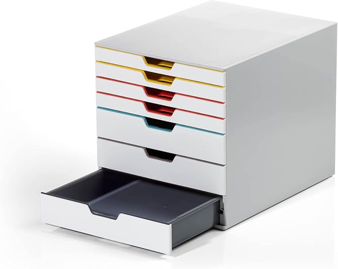Durable VARICOLOR 7 Drawer Unit - White Desktop Drawer Set with 7 Color Coded Draws - Letter Size Files - Perfect for Storing Documents and Paper Work - Image 5