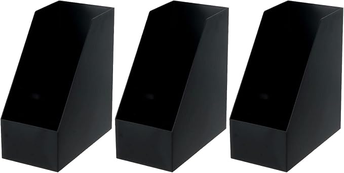 YBM HOME Vertical File Bins Organizer Open Front Design for Easy Access to Files, Documents, and Magazines, Ideal for Home Office, Work Desktops, or School, Large Extra Wide, 1271-3 by YBMHome