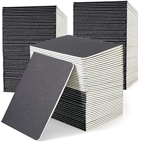 feela 170 Pack Blank Kraft Notebooks, Unlined Sketchbook Mini Cute Note Pad for Drawing Writing, Journal Bulk For Kids Students Office School Supplies, A6, 48 Pages, 4.25” X 5.5”, Black by feela