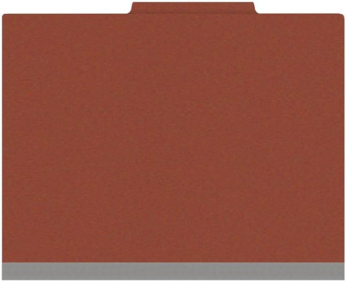 25 Pt. Pressboard Classification Folders, 2/5 Cut ROC Top Tab, Letter Size, 1 Pocket Divider, Brick Red (Box of 10) - Image 2