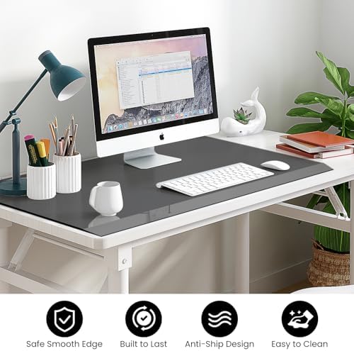 VASUHOME 24" x 18" Black Tempered Glass Desk Mat with Beveled Edge - Ergonomic Desk Protector, Dry Erase Surface, Ideal Table Top Protector for Home & Office - Image 3