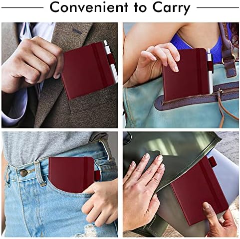 feela 15 Pack Pocket Small Notebooks Bulk, Mini Cute Notepads Hardcover College Ruled Lined Journals with Pen Holder for School Business Memos, with 15 Black Pens, 3.5”x 5.5”, A6, Wine - Image 5