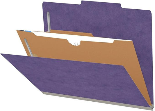 25 Pt. Pressboard Classification Folders, 2/5 Cut ROC Top Tab, Letter Size, 1 Pocket Divider, Purple (Box of 10) by Ecom+Folders