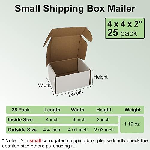 4x4x2'' Small Shipping Boxes 25 Pack, White Corrugated Cardboard Literature Mailers, Mailing Packaging Supplies for Small Business (W442-25) - Image 2