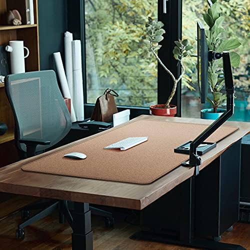 Cacoy 48"x24" Dual-Sided Desk Pad Blotter, Cork & PU Leather Desk Mat,Black - Image 3