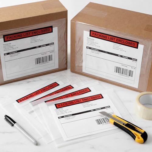 Teling 300 Pcs Packing List Envelopes Clear Adhesive,Red,6" X 9" - Image 6