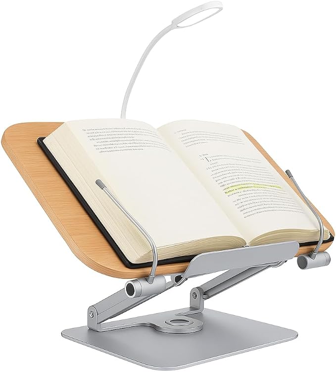 Cook Book Stand Adjustable Book Holder Tray and Page Paper Clips-Cookbook Reading Desk Portable Stable Hard-Wearing Lightweight Bookstand-Textbooks Books, Book Stand Book Holder For Reading Hands Free by Unknown