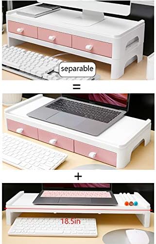Monitor Riser Stand Desk Shelf with Drawer Keyboard Storage Splittable Computer Monitor Booster Computer Riser Stand Green - Image 4