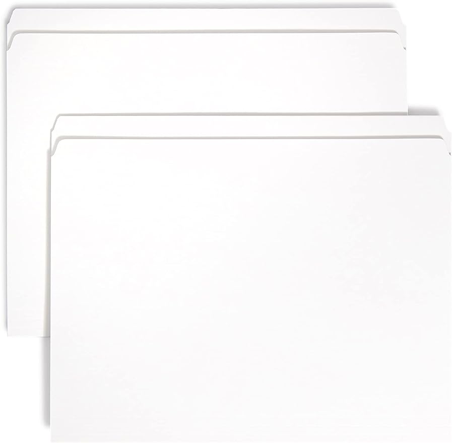 Smead File Folder, Reinforced Straight-Cut Tab, Letter Size, White, 100 per Box (12810) by SMEAD